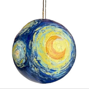 Hand Painted Starry Night Glass Ornament, NWT, made be me